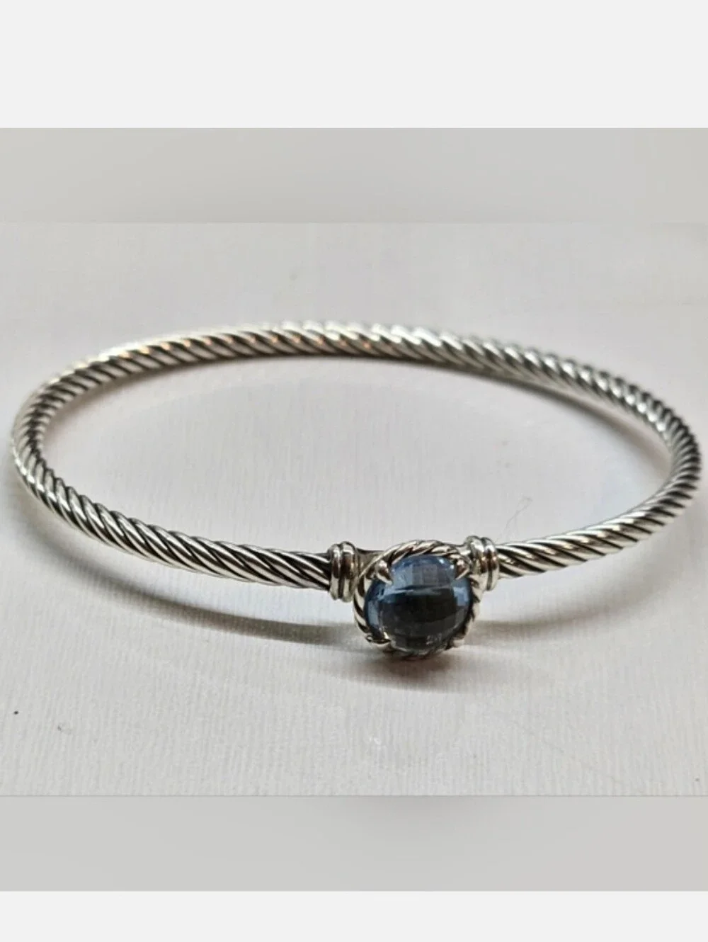 David Yurman petite Chatelaine sterling bracelet with blue topaz Size: M